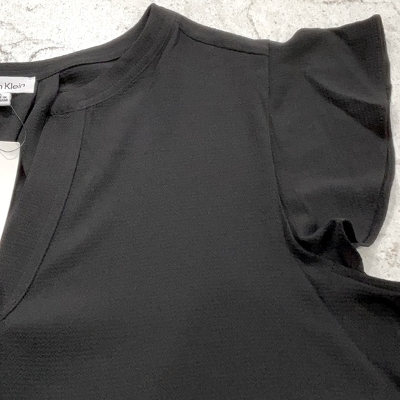 NWT Calvin Klein Black top with notch collar and butterfly sleeve size XL - Picture 6 of 9